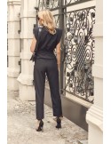 Elegant jumpsuit with a collar, black FG573 - Online store - Boutique